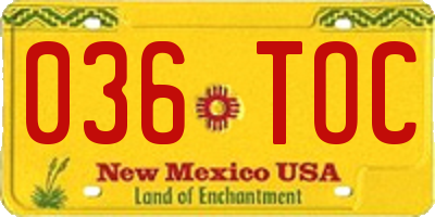 NM license plate 036TOC