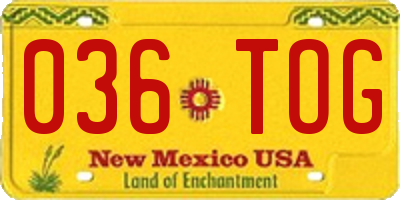 NM license plate 036TOG
