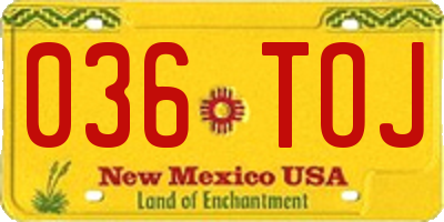 NM license plate 036TOJ