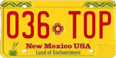 NM license plate 036TOP