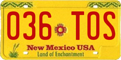 NM license plate 036TOS