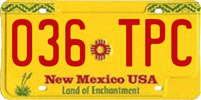 NM license plate 036TPC