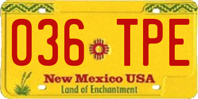 NM license plate 036TPE