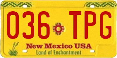 NM license plate 036TPG