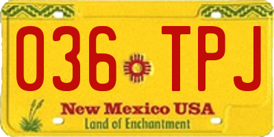 NM license plate 036TPJ