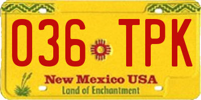 NM license plate 036TPK