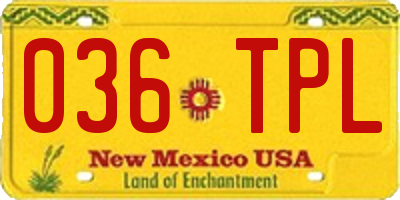 NM license plate 036TPL