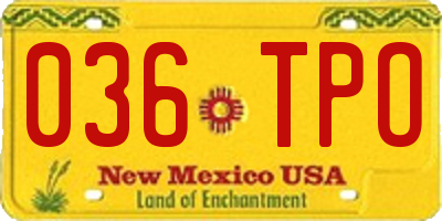 NM license plate 036TPO