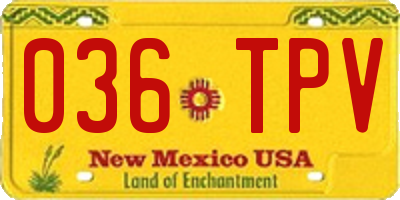 NM license plate 036TPV