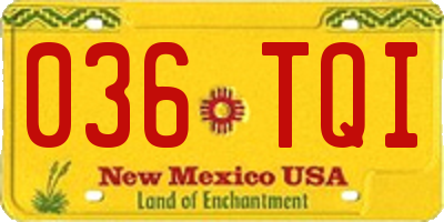 NM license plate 036TQI