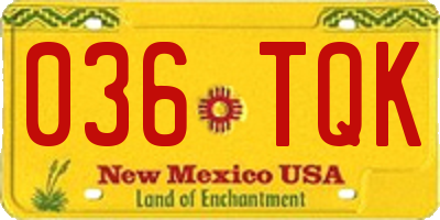 NM license plate 036TQK