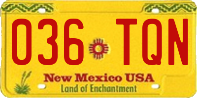 NM license plate 036TQN