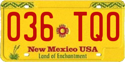 NM license plate 036TQO