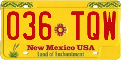 NM license plate 036TQW