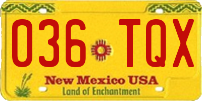 NM license plate 036TQX