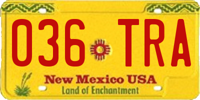 NM license plate 036TRA