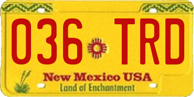 NM license plate 036TRD