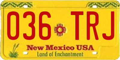 NM license plate 036TRJ