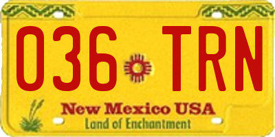 NM license plate 036TRN