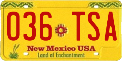 NM license plate 036TSA