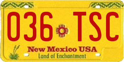 NM license plate 036TSC
