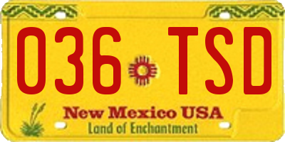 NM license plate 036TSD