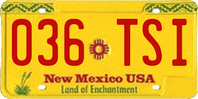 NM license plate 036TSI
