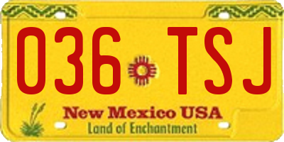NM license plate 036TSJ