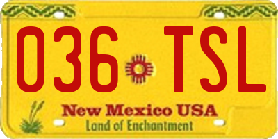 NM license plate 036TSL