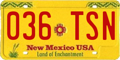 NM license plate 036TSN