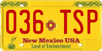 NM license plate 036TSP