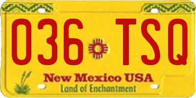 NM license plate 036TSQ