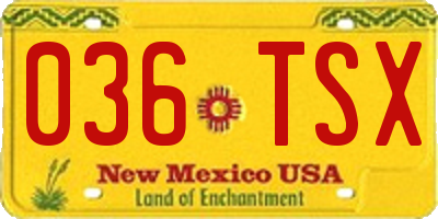 NM license plate 036TSX