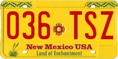 NM license plate 036TSZ