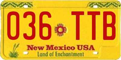 NM license plate 036TTB