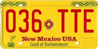 NM license plate 036TTE