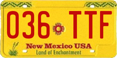 NM license plate 036TTF