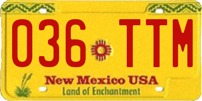 NM license plate 036TTM
