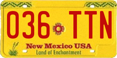 NM license plate 036TTN