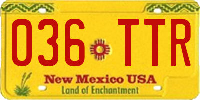 NM license plate 036TTR
