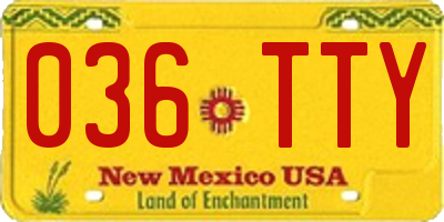 NM license plate 036TTY