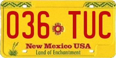 NM license plate 036TUC