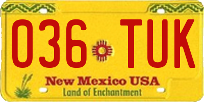 NM license plate 036TUK
