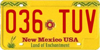NM license plate 036TUV