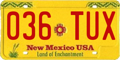NM license plate 036TUX
