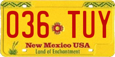 NM license plate 036TUY