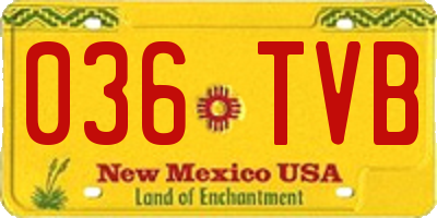 NM license plate 036TVB