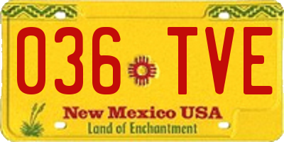 NM license plate 036TVE