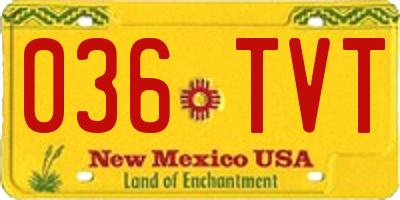 NM license plate 036TVT