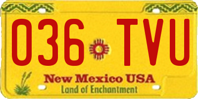 NM license plate 036TVU